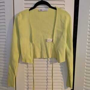 Zara Bright Yellow Wrap Top Size Small